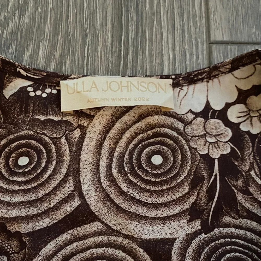Ulla Johnson - 100% Cotton Brown Floral Long Sleeve Blouse - Size 0